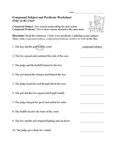diagram compound subject worksheets 
